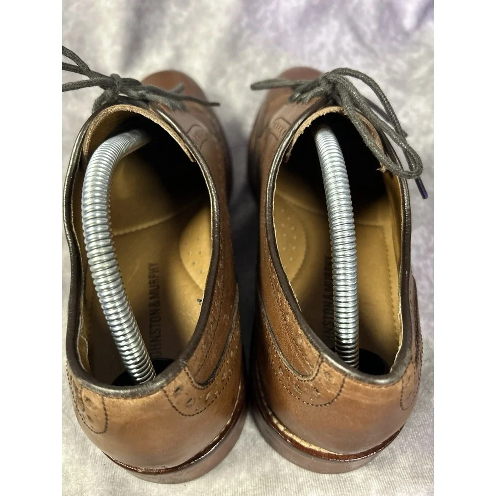 Johnston & Murphy 20-3894 Mens 10.5M Brown Leather Wingtip Oxford Dress Shoes